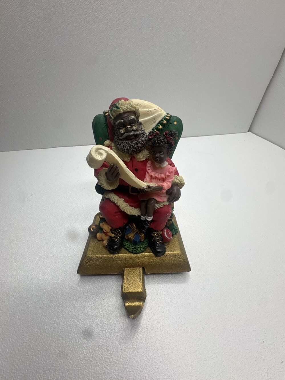 Vintage Dillard's Trimmings African American Santa  Christmas Stocking Holder